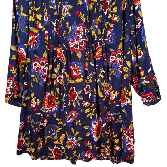 Old Navy Dress Women's Size XL Floral Print Pintuck Long Sleeve Sheath Tassels - Picture 5 of 12